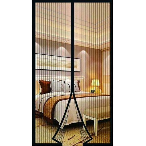 Mosquitera magnética para puerta - Cortinas para puertas - Malla mosquitera - Mosquitera corredera para puerta de patio - Magnética, sin taladrar (90 x 210 cm, negra)