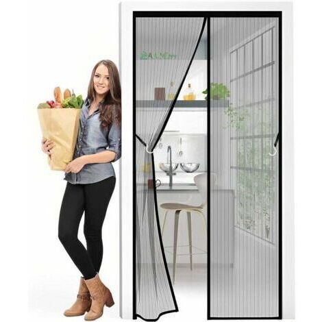 Mosquitera magnética para puerta de 80 x 235 cm – Poliéster – Instalación adhesiva sin taladrar