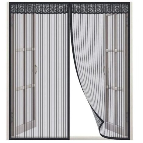 Mosquitera magnética para puerta de ventana, 130 x 150 cm, cierre automático, color negro