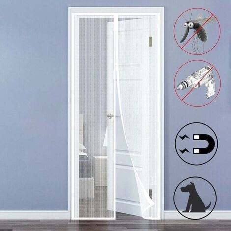 Mosquitera magnética para ventana, 120 x 250 cm, antimoscas, hecha a medida, sin perforaciones, para interior, patio o puerta de entrada corredera, color blanco.