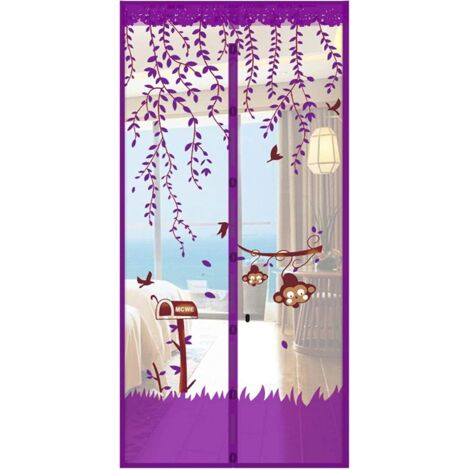 Mosquitera magnética para ventana, mosquitera magnética de cierre automático (morado, 100  210 cm)