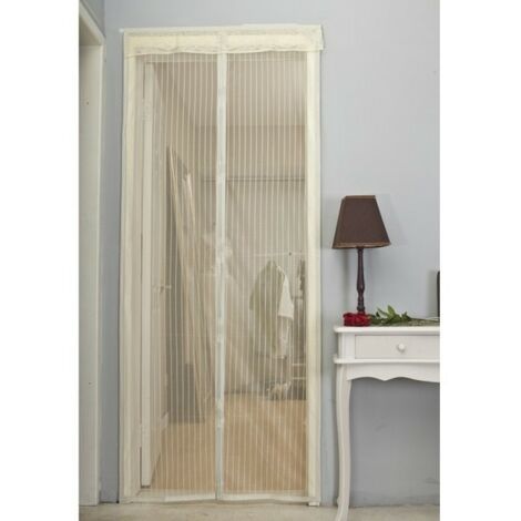MOSQUITERA MAGNÉTICA UNIVERSAL 120 X 220 CM IMANES CORTINA COLOR CREMA BEIGE
