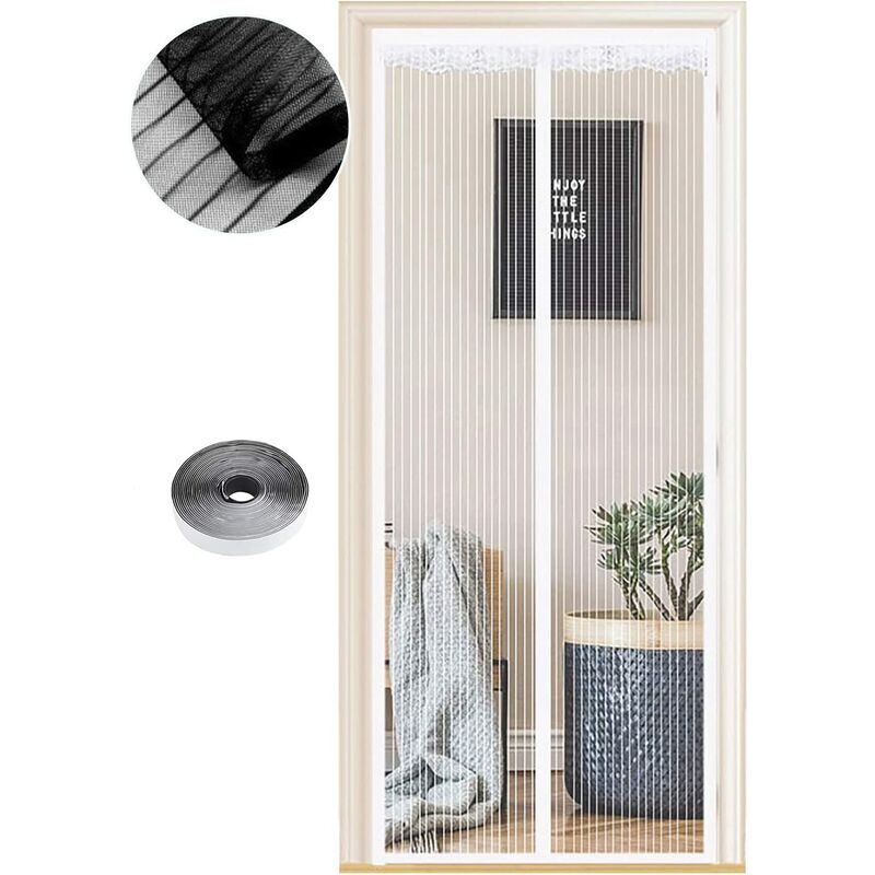 

Mosquitera magnética para puertas, medidas 54, 90 x 200 cm, cierre automático, puerta cortina para pasillo de patio sin taladrar, conjunto completo