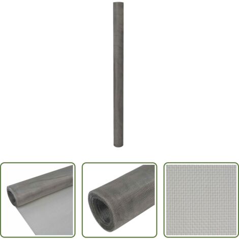 Mosquitera -  Malla mosquitera de acero inoxidable plateada 100x1000 cm