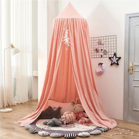 Mosquitera para cama infantil, estilo domo, para techo, juego de casa del árbol, cortina de cama, diámetro 65 cm, color rosa