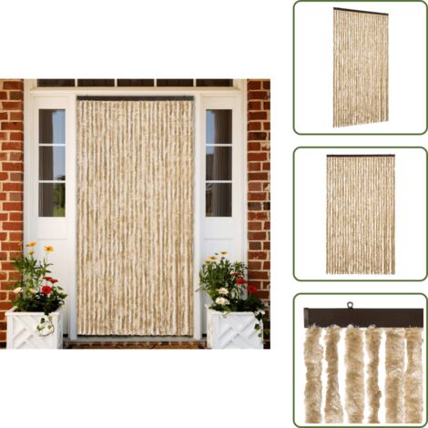 Mosquitera para caravana - vidaXL Cortina mosquitera chenilla beige 118x220 cm - Mosquitera para puerta