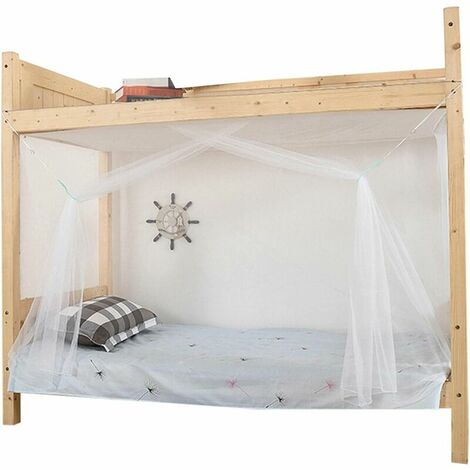Mosquitera para dormitorio, dormitorio, litera - Mosquitera cuadrada - para cama de estudiante, cama portátil - Accesorios de cama - Blanco 90X190X160cm——