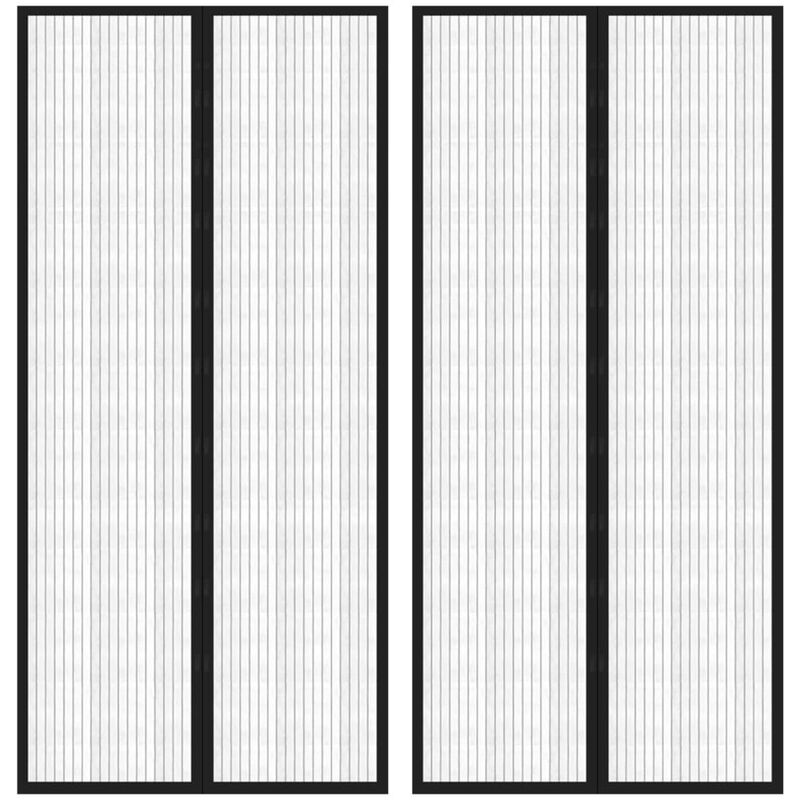 

Mosquitera para puerta 2 uds bloque magnético negro 220x110 cm