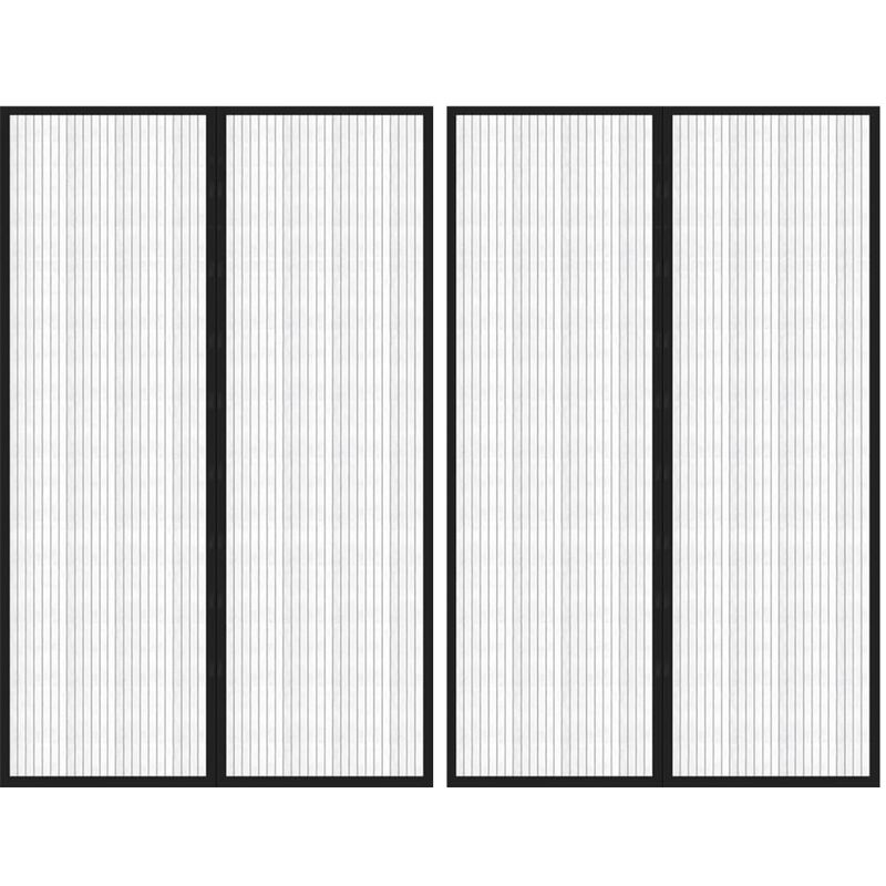 

Mosquitera para puerta 2 uds bloque magnético negro 220x130 cm