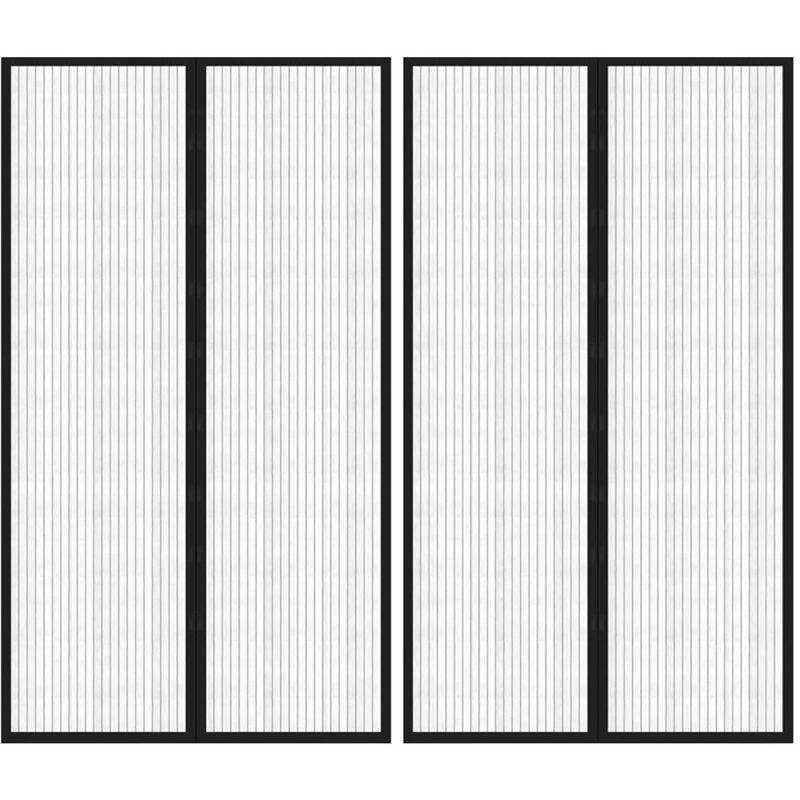 

Mosquitera para puerta 2 uds magnetica negro 200x80 cm