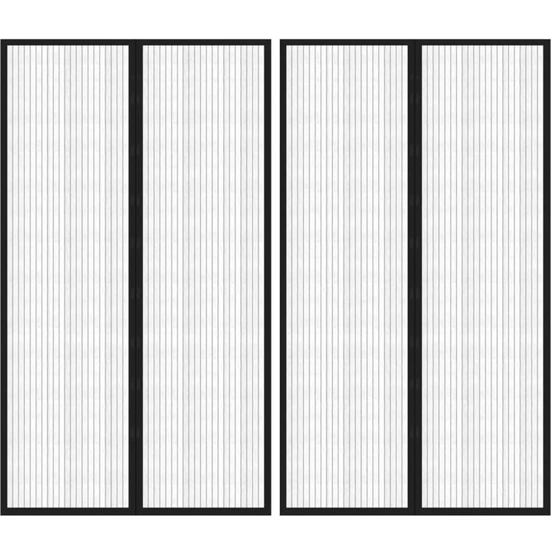 

Mosquitera para puerta 2 uds magnética negro 200x80 cm