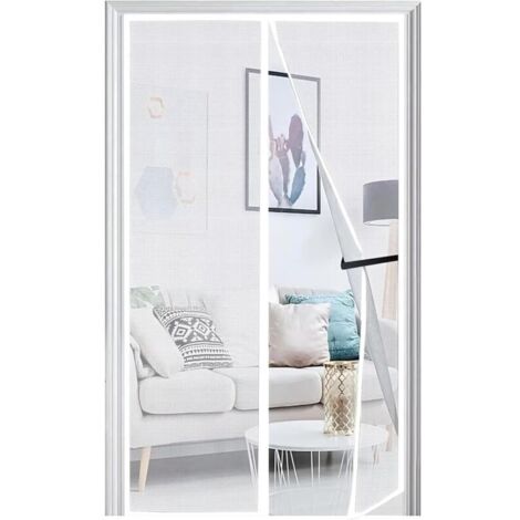 Mosquitera para puerta de 120 x 210 cm, mosquitera magnética para puerta y ventana (actualización 2025), protección contra moscas para pasillos, puertas y patios, junta de fácil instalación, color bla
