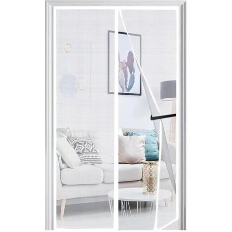 Mosquitera para puerta de 120 x 210 cm, mosquitera magnética para puerta y ventana (actualizada en 2025), antimoscas para pasillos, puertas y patios, fácil de instalar, color blanco.