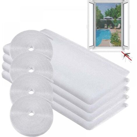 Mosquitera para ventana de 1,5 m × 2 m, protección contra insectos, mosquitera para ventana, 4 rollos, mosquitera para ventana, protección contra insectos, mosquitera para ventana