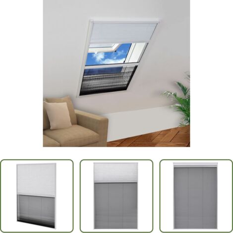 Mosquitera para ventanas -  Mosquitera plisada para ventanas aluminio 80x120cm con sombrilla