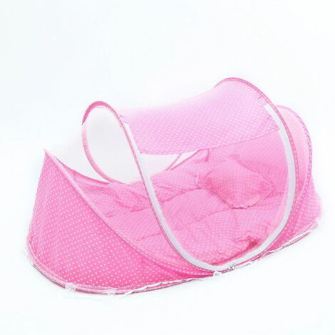 Mosquitera plegable para bebé con colchón - Rosa