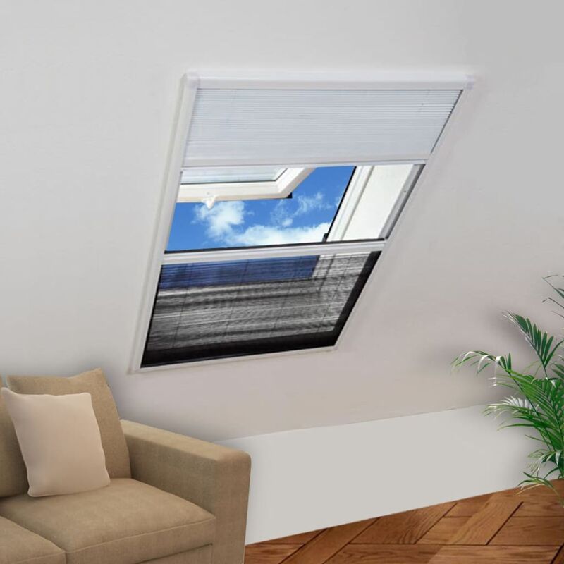 

Mosquitera plisada aluminio 160 x 110 cm con toldo - Blanco