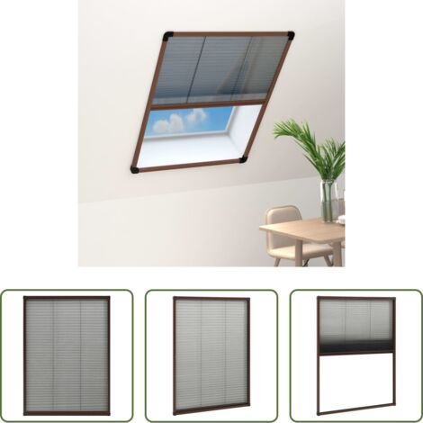 Mosquitera plisada -  Mosquitera plisada para ventanas aluminio marrón 80x120 cm