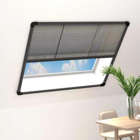 Mosquitera plisada para ventanas aluminio antracita 120x120cm