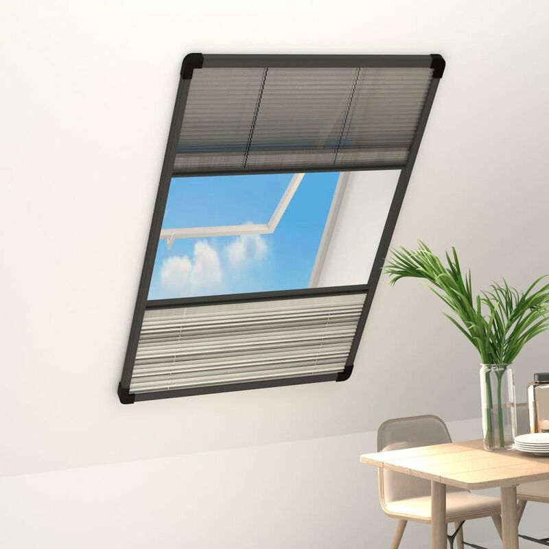 

Mosquitera plisada para ventanas aluminio con sombra 100x160 cm