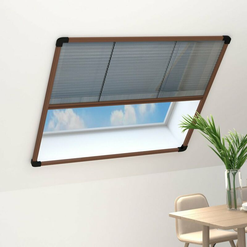 

Mosquitera plisada para ventanas aluminio marron 130x100 cm