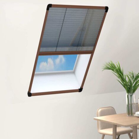 Mosquitera plisada para ventanas aluminio marrón 80x160 cm