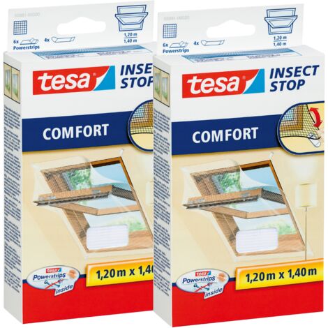 Mosquitera TESA para ventana de tejado, mosquitera blanca, 1,2 x 1,4 m x2