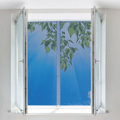 Tela de mosquitera fija para ventana gris con cinta autoadherente de  150x180cm
