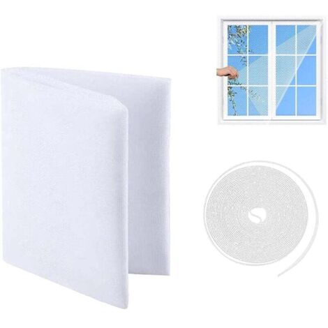 Mosquiteras KZQ para ventanas, 150 x 500 cm, red de nailon antiinsectos con tira autoadhesiva.