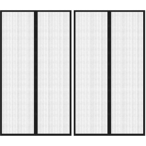 Mosquiteras para puerta bloque magnético 2 uds negro 200x80 cm