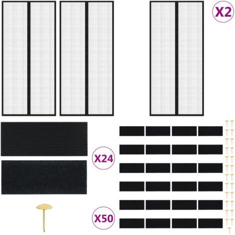 Mosquiteras para puerta bloque magnético 2 uds negro 220x110 cm - Mosquiteras para puerta - Protección contra insectos