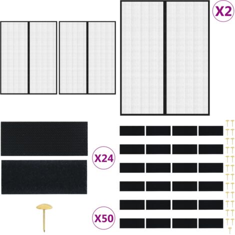 Mosquiteras para puerta bloque magnético 2 uds negro 230x160 cm - Mosquiteras para puerta - Protección contra insectos