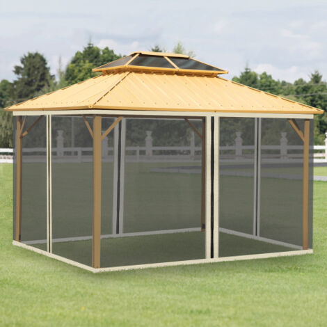 Mosquitero toldo 3x4m, malla anti-insectos cremallera, 4 paredes laterales, nylon malla, negro