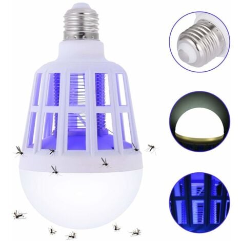 Mosquito Killer Lamp, Electronic Insect Killer/Mosquito Zapper Lamps, Fly Killer, E27 LED Lamp Base, Home, Indoor & Outdoor, Garden, Patio, Backyard, UV - White