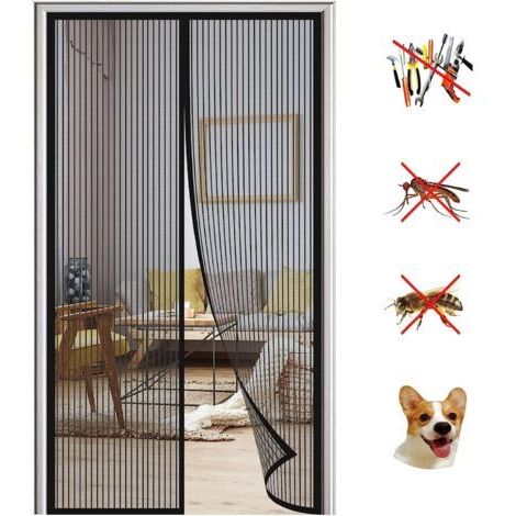 Mosquito magnético para puertas, 80 × 210 cm, mosquitero magnético con malla ultrafina, cierre magnético automático, cortinas selladas contra insectos, instalación sencilla.