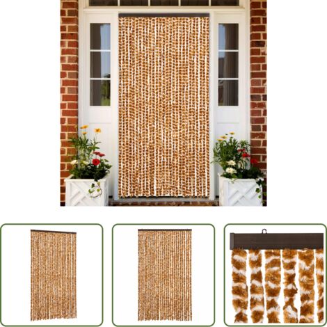 Mosquitos -  Cortina antimoscas chenilla ocre y blanco 118x220 cm