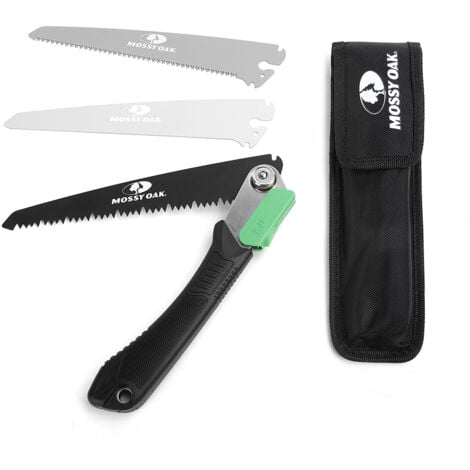 Mossy Oak 3 in 1 Handsäge Astsäge klappbar inkl. 3 scharfe Klingen aus Cr-V, Multifunktions Klappsäge für Garten,Glas, Fliesen, Holz, Metall, Kunststoff, Sägeblattlänge: 19 cm