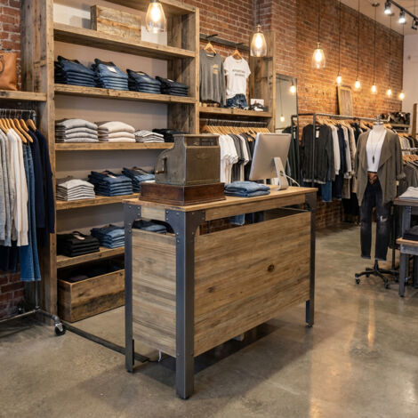 Mostrador Boston Industrial 100x50x108cm Madera envejecida Negro