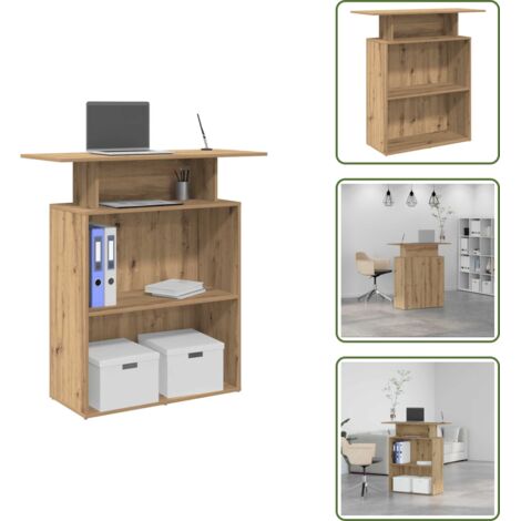 Mostrador de oficina artesanal - vidaXL Mostrador de recepción roble artisian 100x40x104 cm - Mostrador de recepción con estante