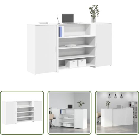 Mostrador de oficina -  Mostrador de recepción blanco 200x50x103,5 cm madera de ingeniería