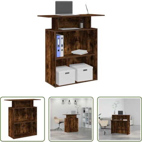 Mostrador de oficina -  Mostrador de recepción roble ahumado 100x40x104 cm