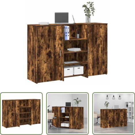 Mostrador de oficina -  Mostrador de recepción roble ahumado 155x50x103,5 cm