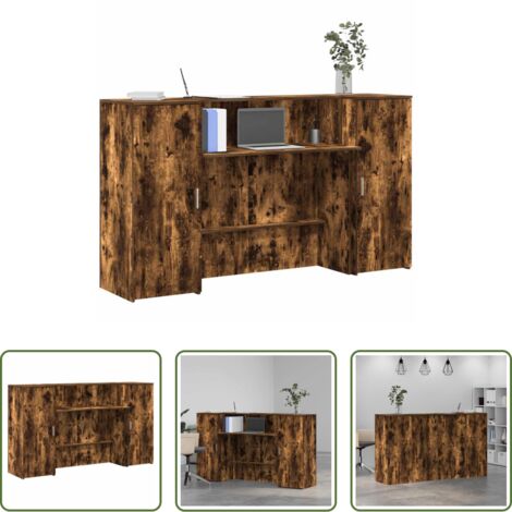 Mostrador de oficina -  Mostrador de recepción roble ahumado 180x50x103,5 cm