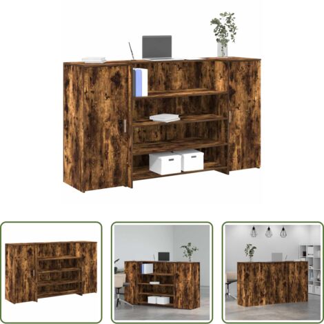 Mostrador de oficina -  Mostrador de recepción roble ahumado 180x50x103,5 cm