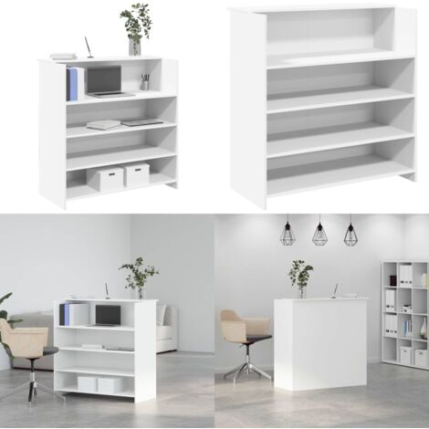 Mostrador de recepción blanco 100x50x103,5 cm madera de ingeniería - Mostrador blanco - Madera de ingeniería