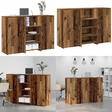 Mostrador de recepción madera vieja 155x50x103,5 cm - Mostrador de madera - Mostrador de oficina