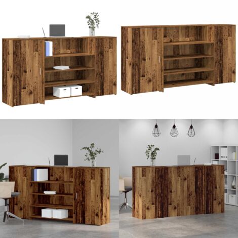Mostrador de recepción madera vieja 200x50x103,5 cm - Mostrador de madera - Mostrador de oficina