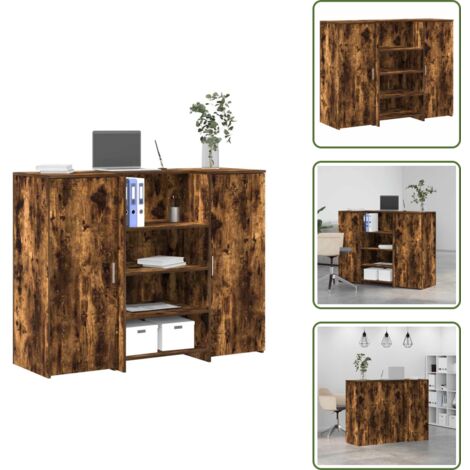 Mostrador de recepción para oficina - vidaXL Mostrador de recepción roble ahumado 135x50x103,5 cm - Mostrador de recepción para hotel