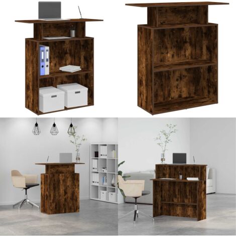 Mostrador de recepción roble ahumado 100x40x104 cm - Mostrador de oficina - Mostrador de caja