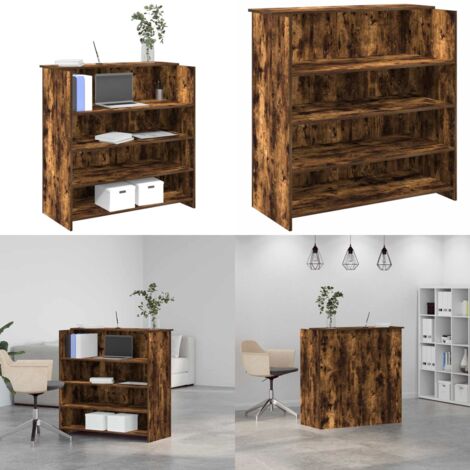 Mostrador de recepción roble ahumado 100x50x103,5 cm - Mostrador de oficina - Mostrador de hotel